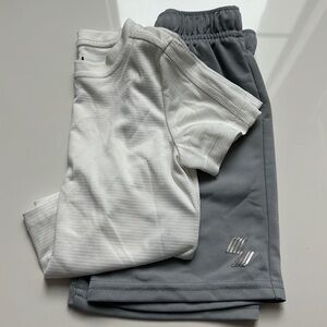 3T athletics that white top and gray shorts